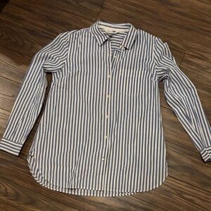 Old Navy Blue and White Striped Women's Blouse